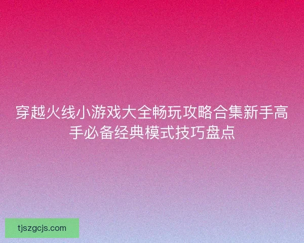穿越火线小游戏大全畅玩攻略合集新手高手必备经典模式技巧盘点
